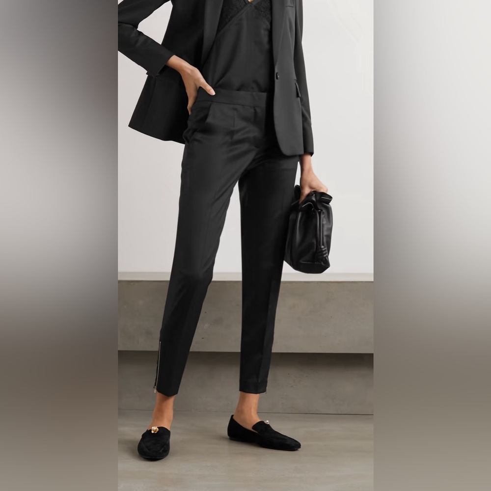 STELLA MCCARTNEY "Vivian" Tailoring Trousers pants in Wool Twill; Ankle Zipper…